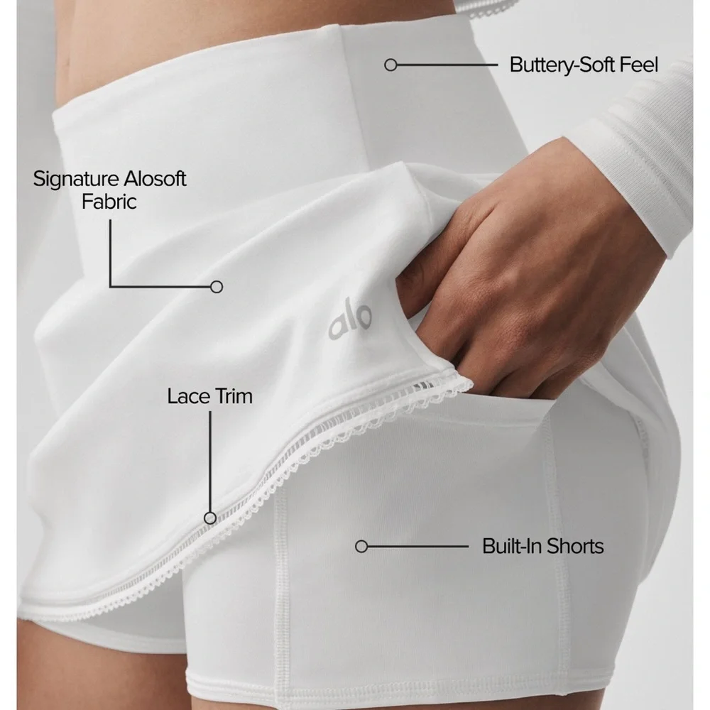 Alo affection cardigan/tennis skirt/bra set